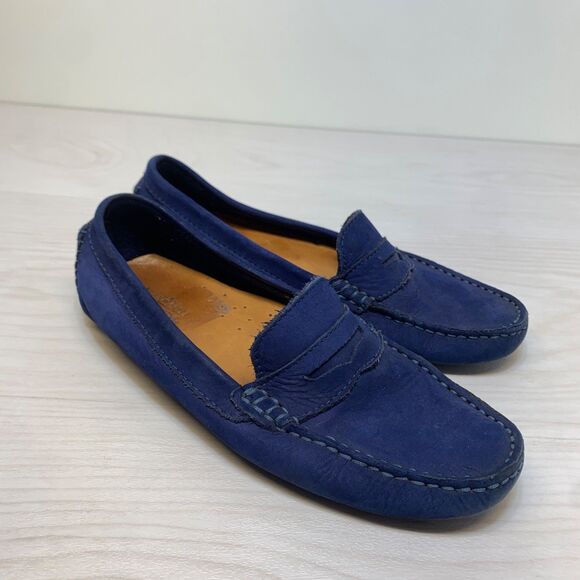 Mercanti Fiorentini Womens Blue Suede Driving Moccasin Loafers Size 6.5 B - Picture 1 of 9